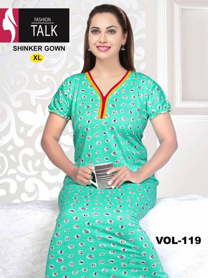 Ft Hinker 119 Latest Hosiery Cotton Gown Night Wear Night Collection